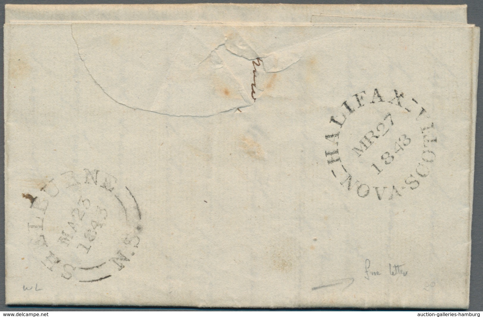 Neuschottland: 1848/1855, Lot Of Five Lettersheets Showing A Nice Range Of Postmarks: PICTOU, TATAMA - Lettres & Documents
