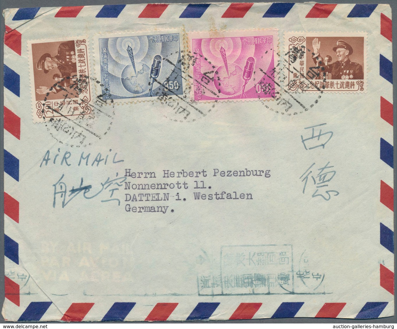 China - Taiwan (Formosa): 1958/80, covers (66) mostly by air mail to Germany or US, some inland and