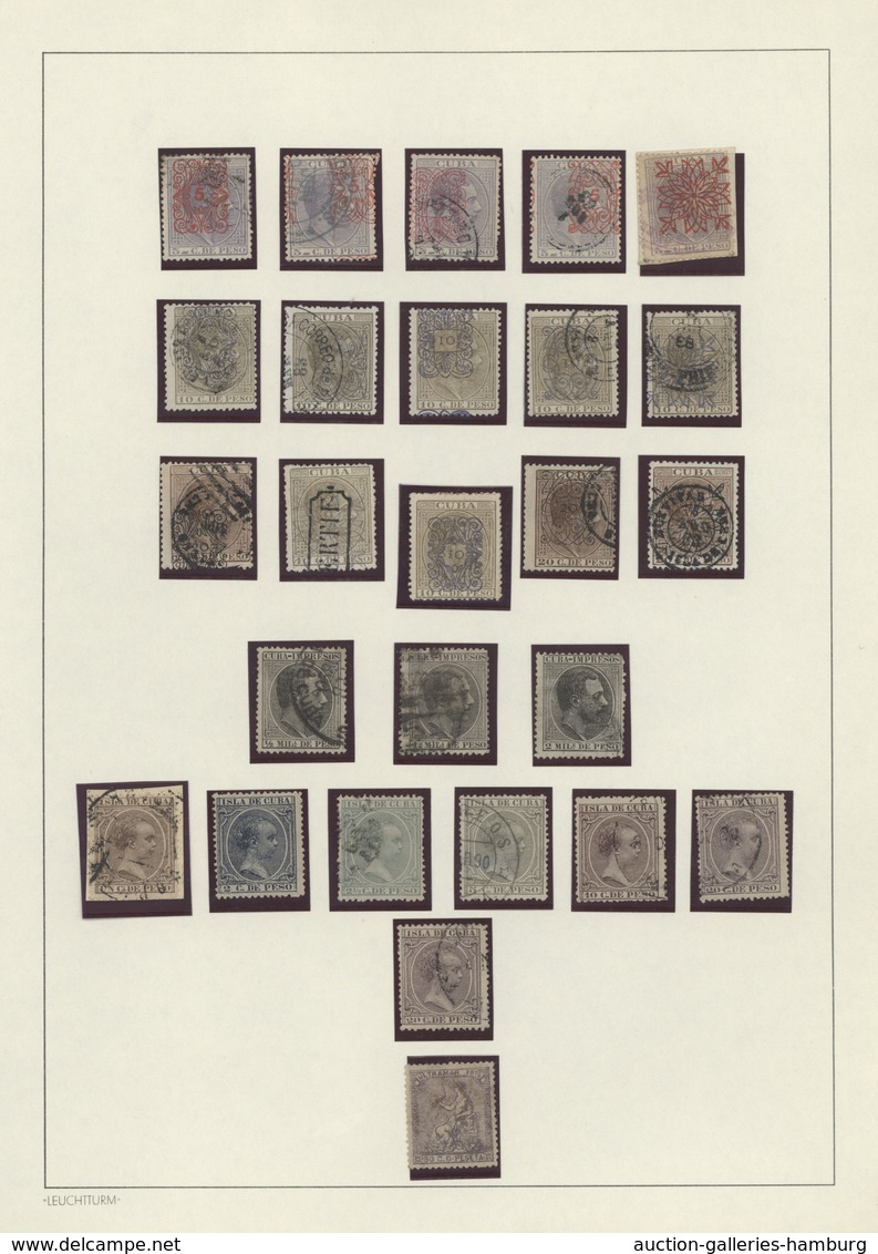 Cuba: 1873-1900, Collection On Nine Album Pages Containing Early Issues, Sc.54-57, Very Good Part 18 - Other & Unclassified