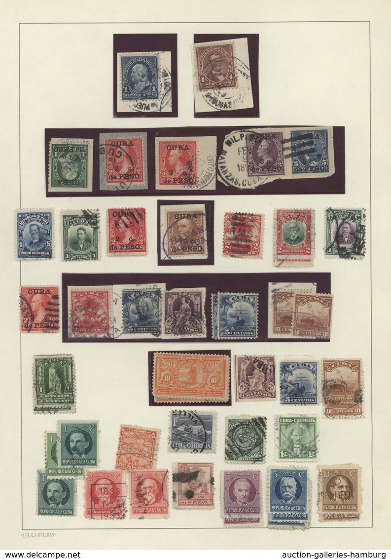Cuba: 1873-1900, Collection on nine album pages containing early issues, Sc.54-57, very good part 18