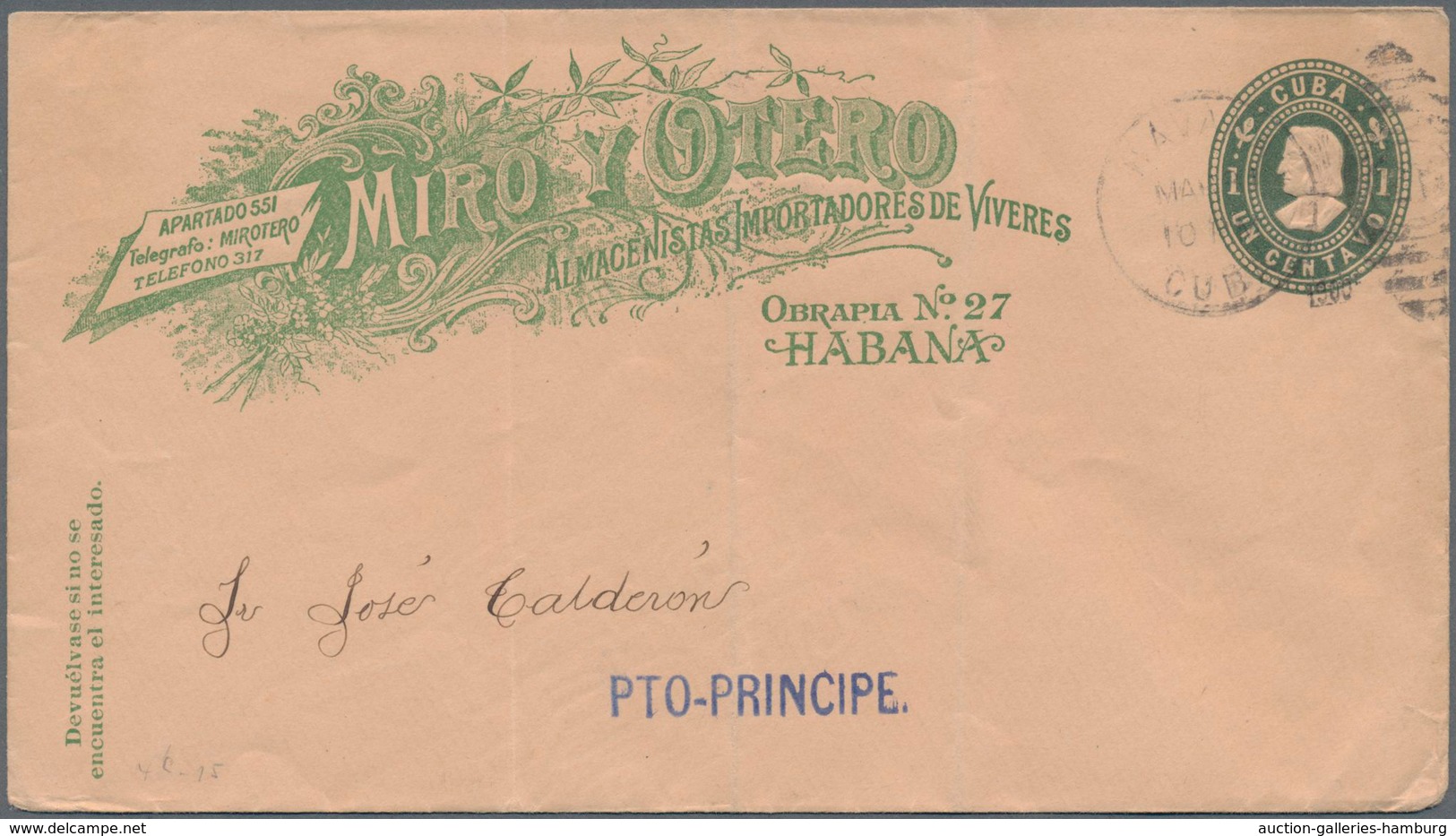 Cuba: 1899, Spanish American War : Columbus Eight Different Postal Stationery Envelopes (one Surchar - Autres & Non Classés