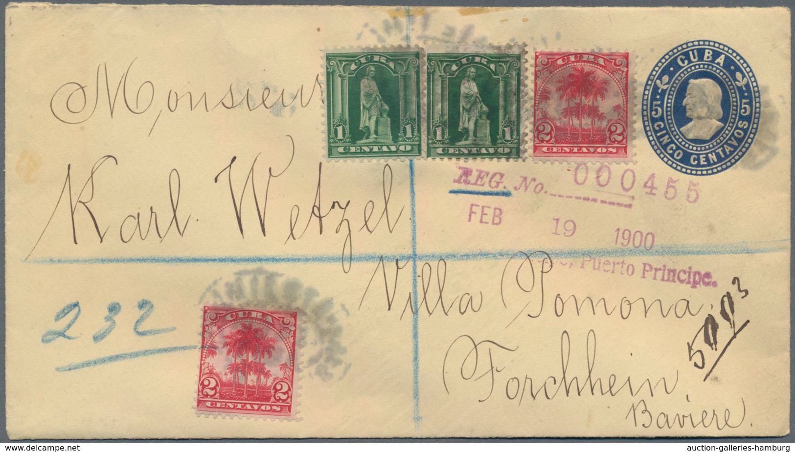 Cuba: 1899, Spanish American War : Columbus eight different postal stationery envelopes (one surchar