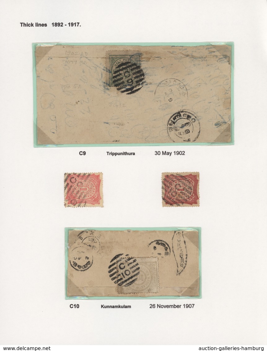 Indien - Feudalstaaten: COCHIN 1892-1949 "CANCELLATIONS": Specialized Collection Of The Various Type - Sonstige & Ohne Zuordnung