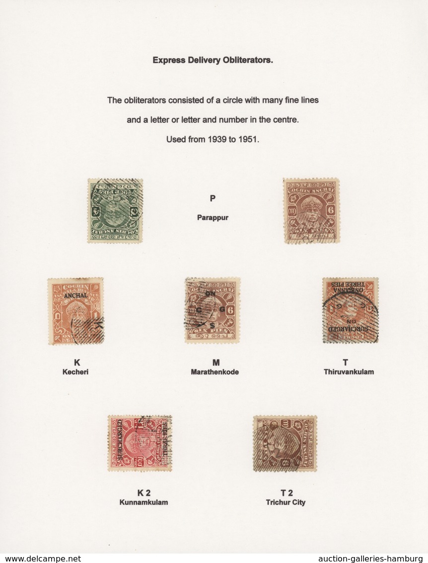 Indien - Feudalstaaten: COCHIN 1892-1949 "CANCELLATIONS": Specialized Collection Of The Various Type - Otros & Sin Clasificación