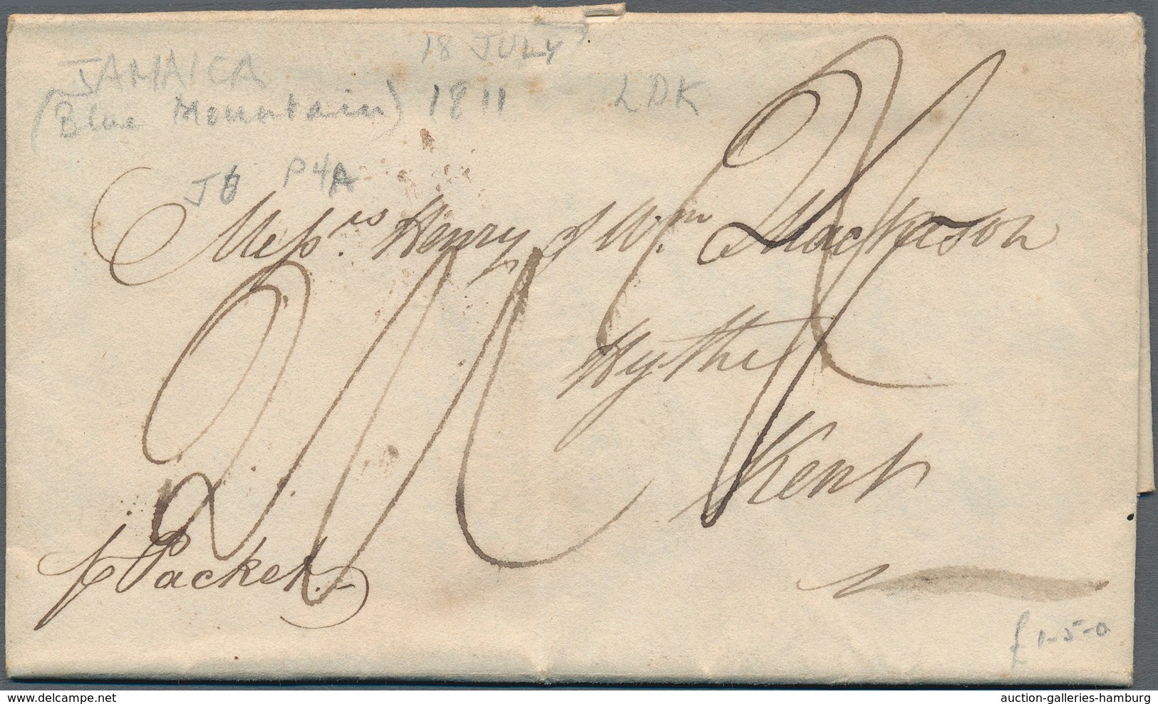 Jamaica - Vorphilatelie: 1794/1836, Four Pre-philatelic Folded Covers, The Earliest Sent 1794 With A - Jamaica (...-1961)