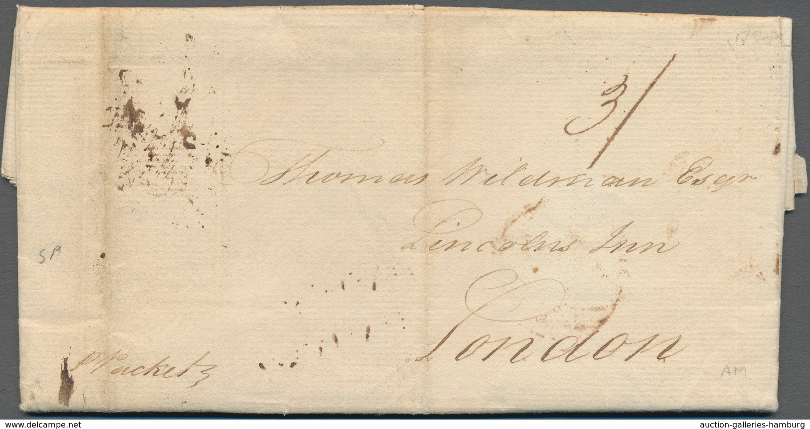 Jamaica - Vorphilatelie: 1794/1836, Four Pre-philatelic Folded Covers, The Earliest Sent 1794 With A - Jamaica (...-1961)