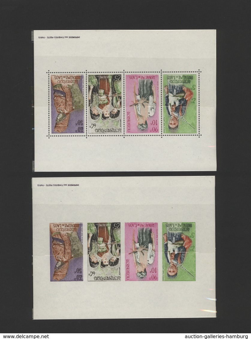 Laos: 1958;1963/1968, Beautiful Small Collection On Blanc Pages Incl. Four Imperforated Souvenir She - Laos