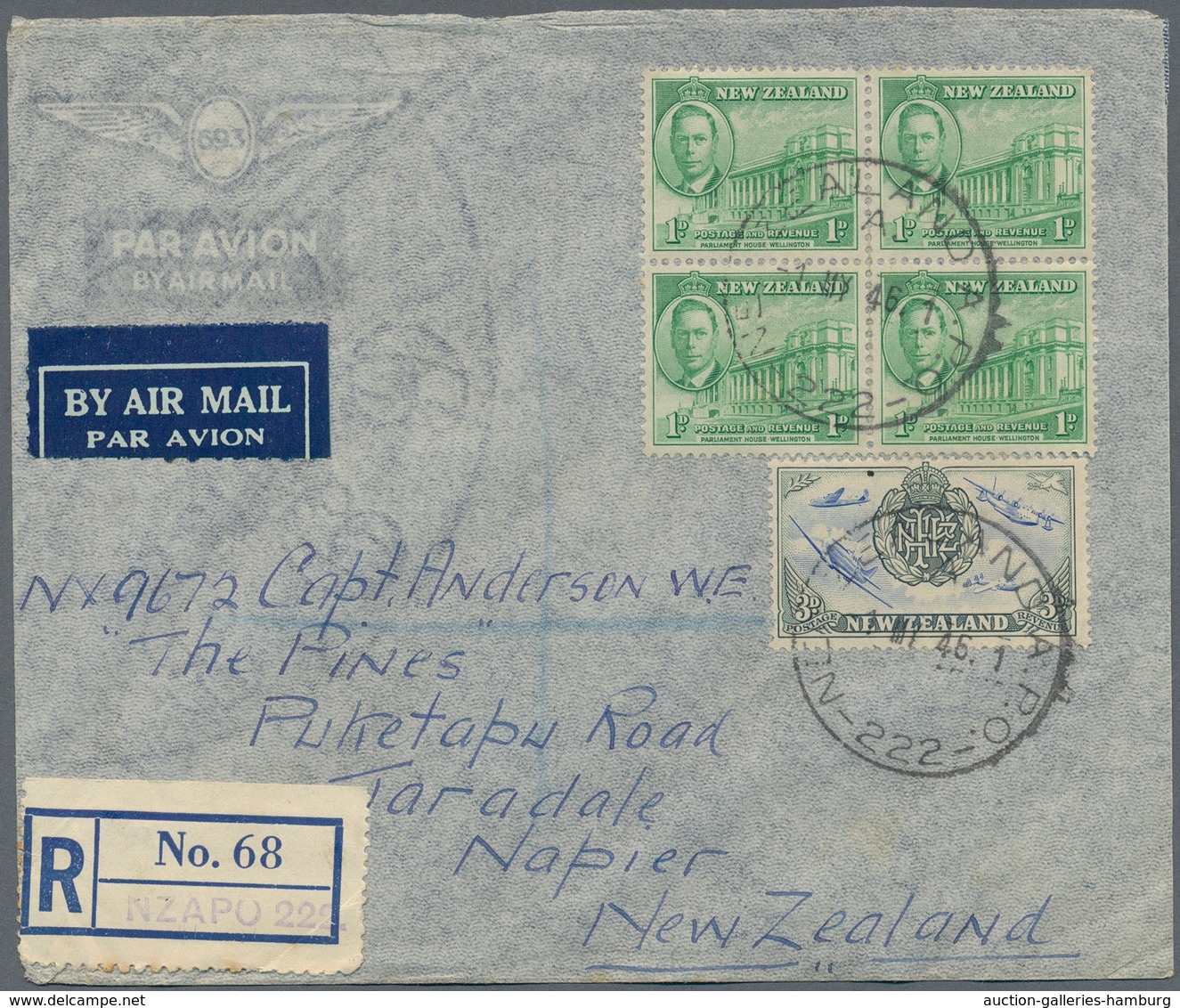 Neuseeland: 1946/1947, NZ Forces In Japan, Group Of Eight Covers To Australia/USA, Incl. Registered - Sonstige & Ohne Zuordnung