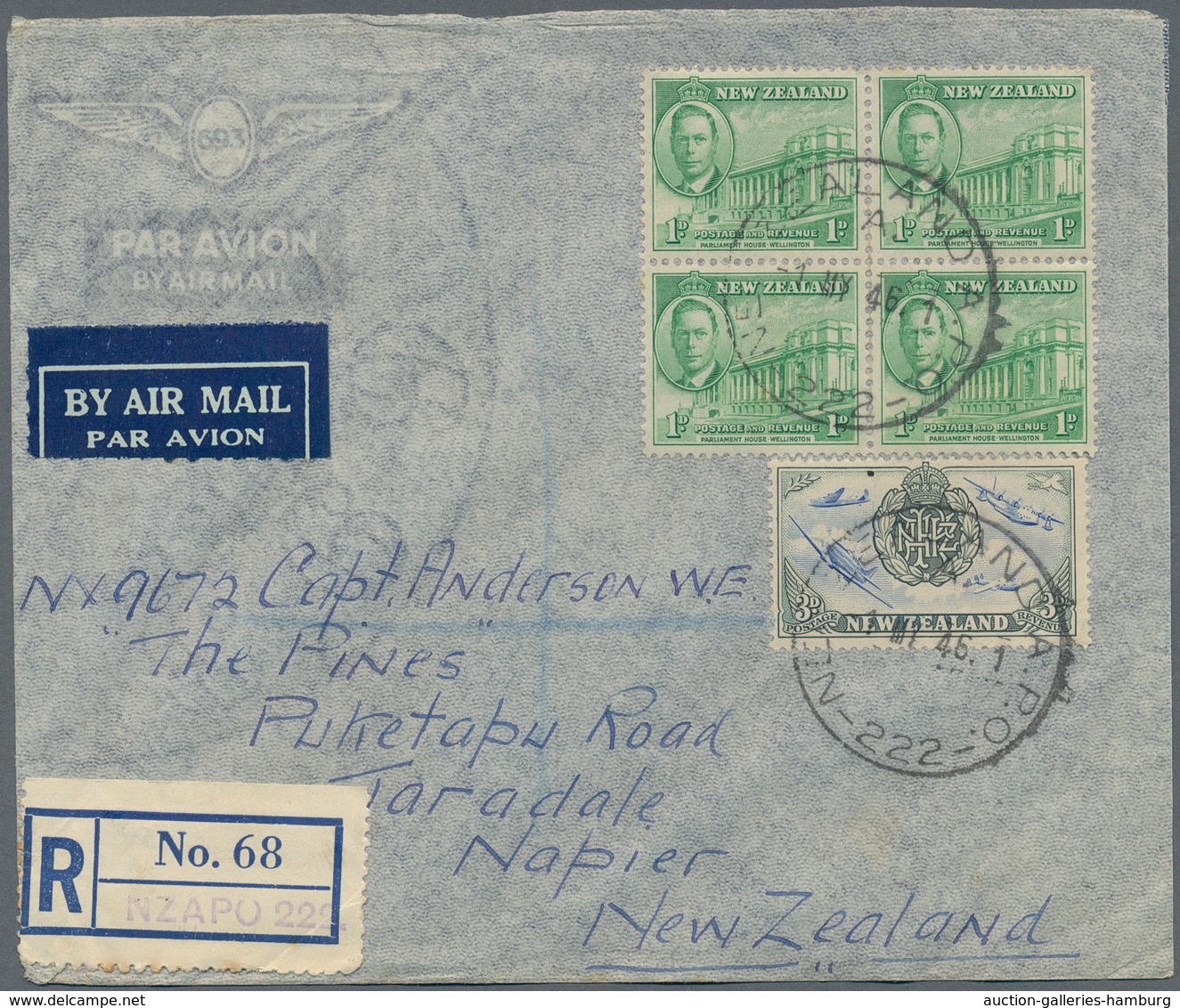 Neuseeland: 1946/1947, NZ Forces In Japan, Group Of Eight Covers To Australia/USA, Incl. Registered - Autres & Non Classés