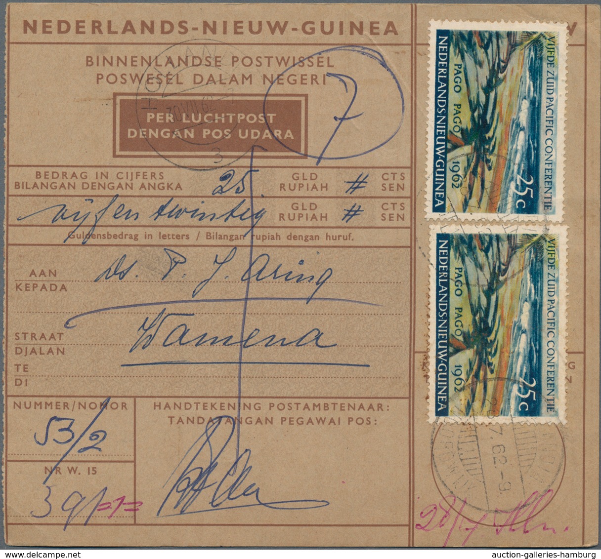 Niederländisch-Neuguinea: 1962, 14 Postal Money Orders Including Two With Meter Marks And One Postag - Nouvelle Guinée Néerlandaise