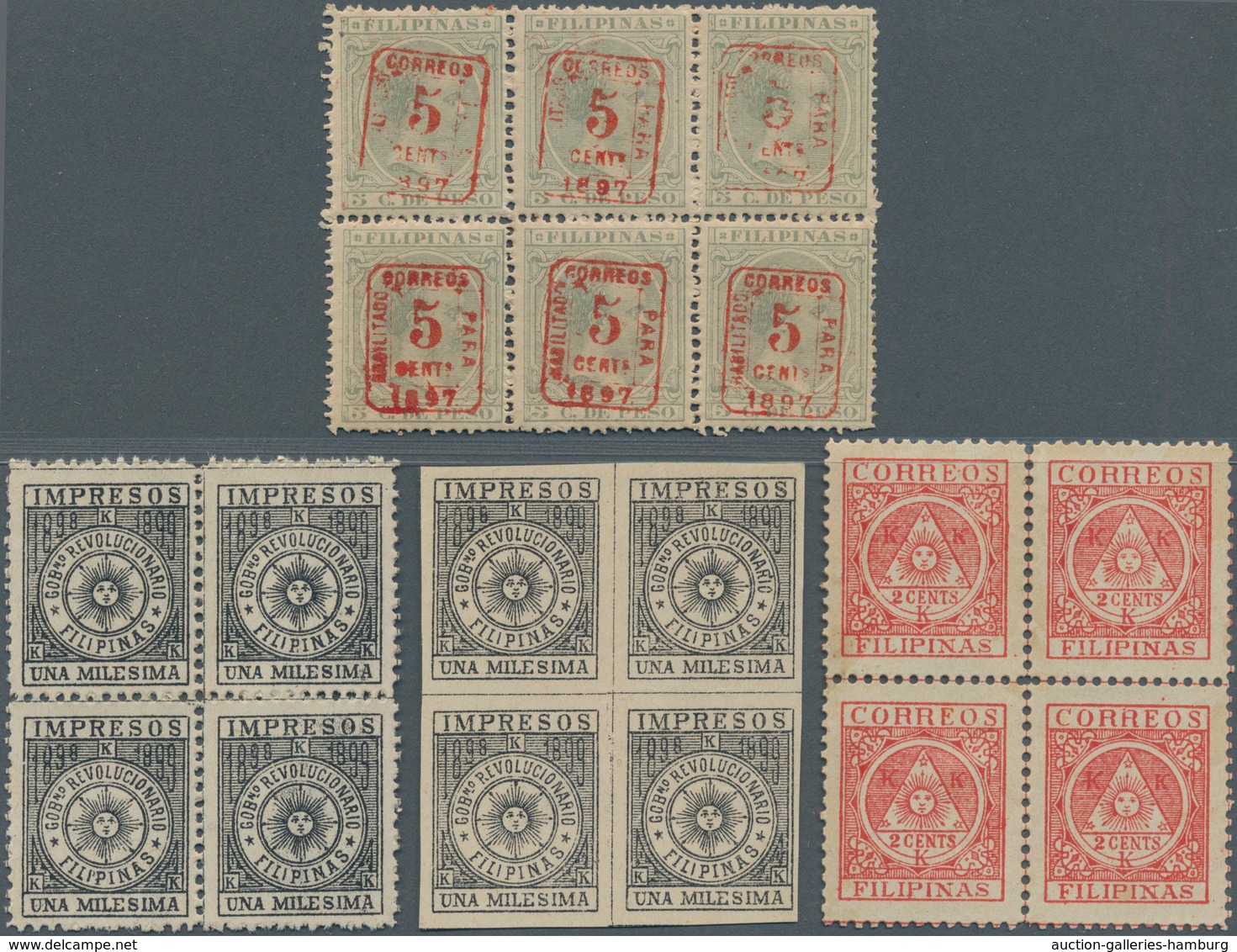 Philippinen: 1890/1899, Duplicates On 30 Large Stockcards With Several Interesting Issues Incl. Bloc - Filipinas