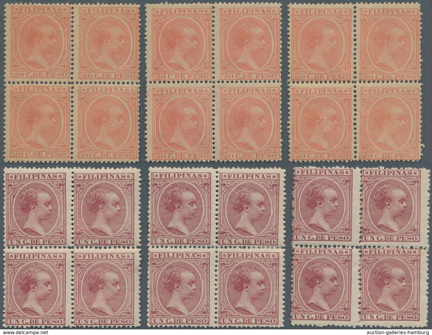 Philippinen: 1890/1899, Duplicates On 30 Large Stockcards With Several Interesting Issues Incl. Bloc - Philippinen