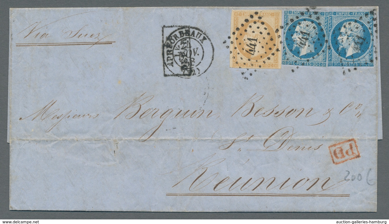 Reunion: 1854-1912, Ungemein Reichhaltige Sammlung Von 190 Frankierten Briefen, Karten, Briefvorders - Sonstige & Ohne Zuordnung