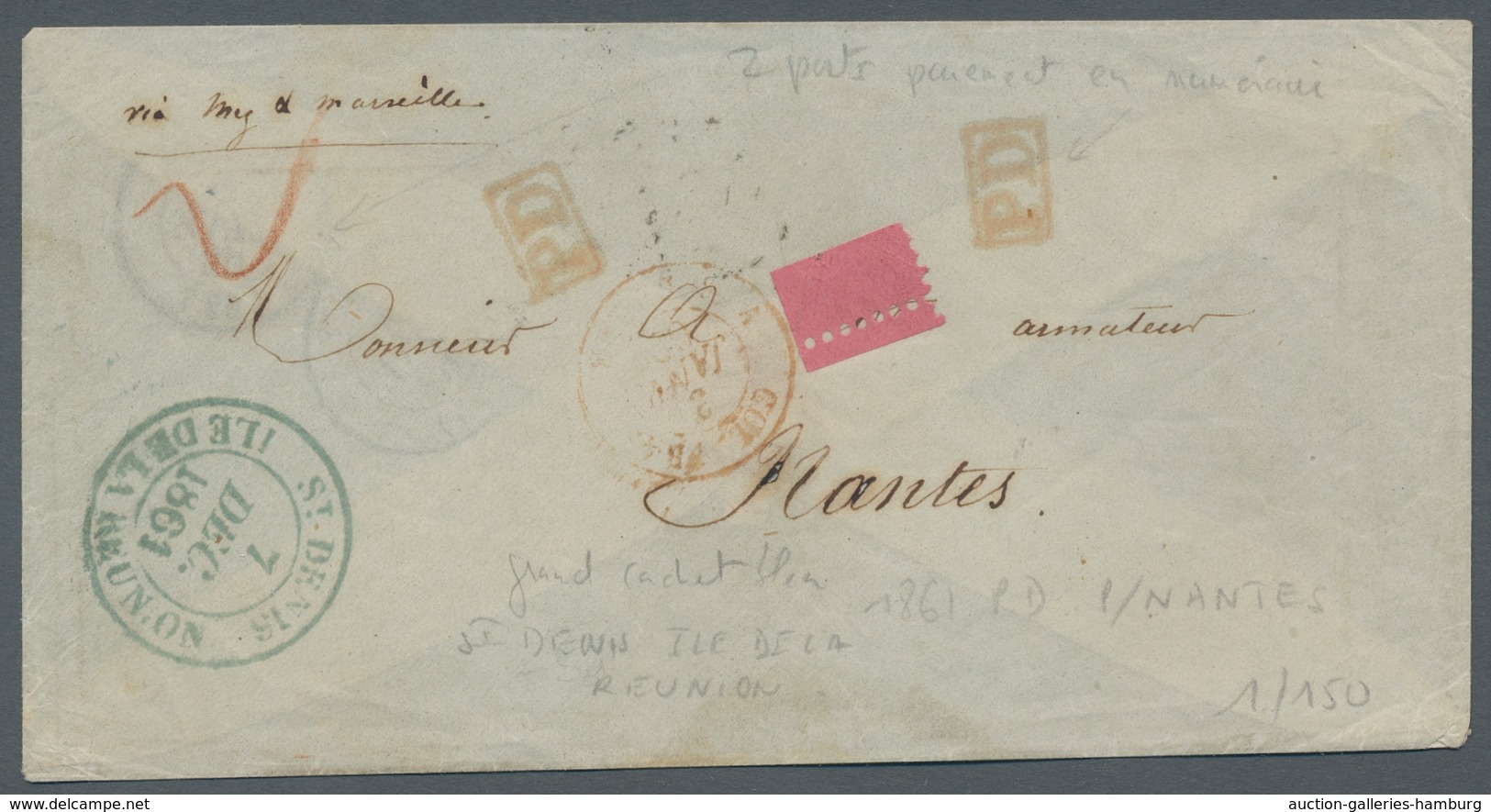 Reunion: 1820-66, Interessante Sammlung Von 122 Markenlosen Altbriefen In Zwei Briefealben Mit Diver - Sonstige & Ohne Zuordnung
