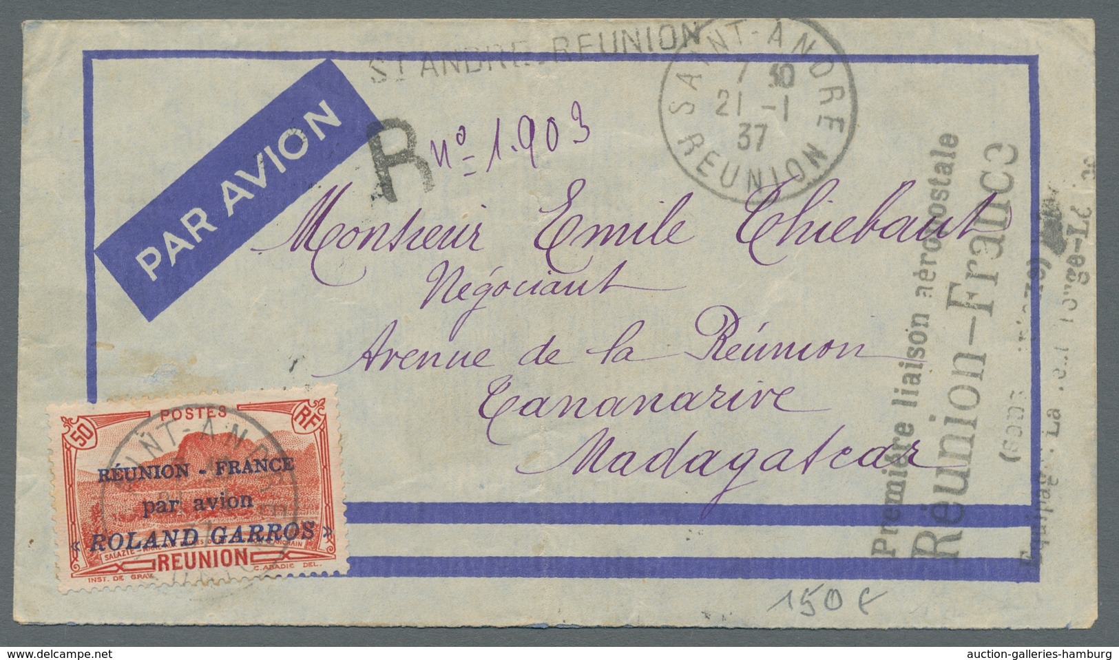 Reunion: 1917-75, Reichhaltige Sammlung Von 100 Briefen Und Karten Im Briefealbum, überwiegend Luftp - Autres & Non Classés