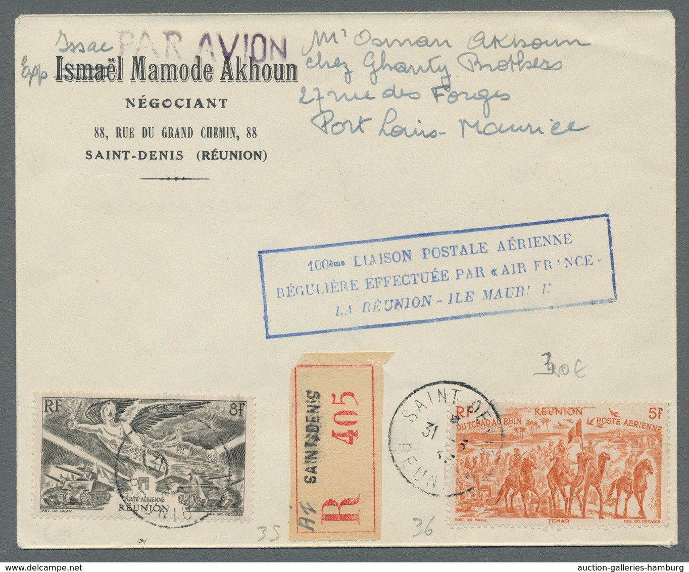 Reunion: 1917-75, Reichhaltige Sammlung Von 100 Briefen Und Karten Im Briefealbum, überwiegend Luftp - Andere & Zonder Classificatie