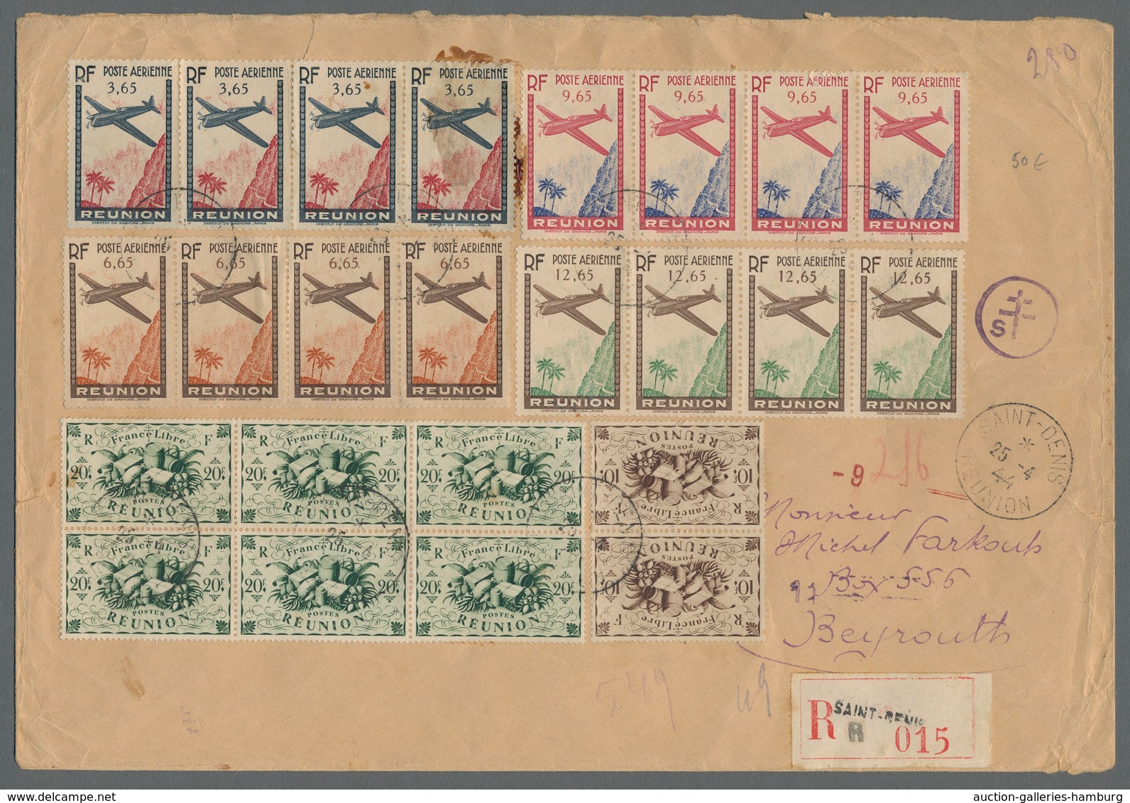 Reunion: 1917-75, reichhaltige Sammlung von 100 Briefen und Karten im Briefealbum, überwiegend Luftp