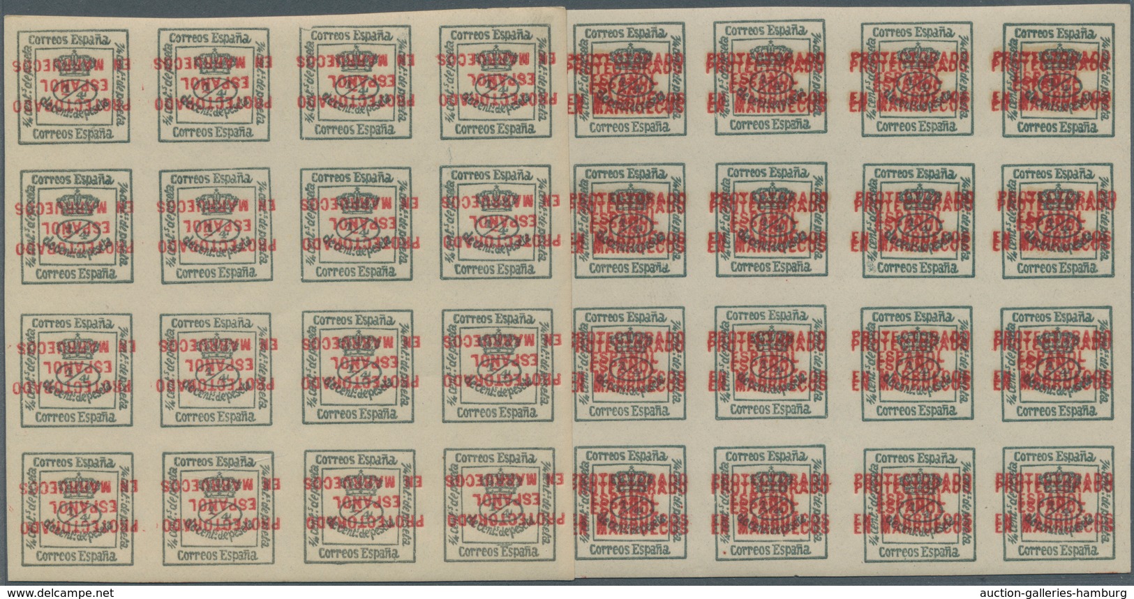 Spanisch-Marokko: 1915, Newspaper Stamp 4/4c. Green With INVERTED Red Overprint ‚PROTECTORADO / ESPA - Maroc Espagnol