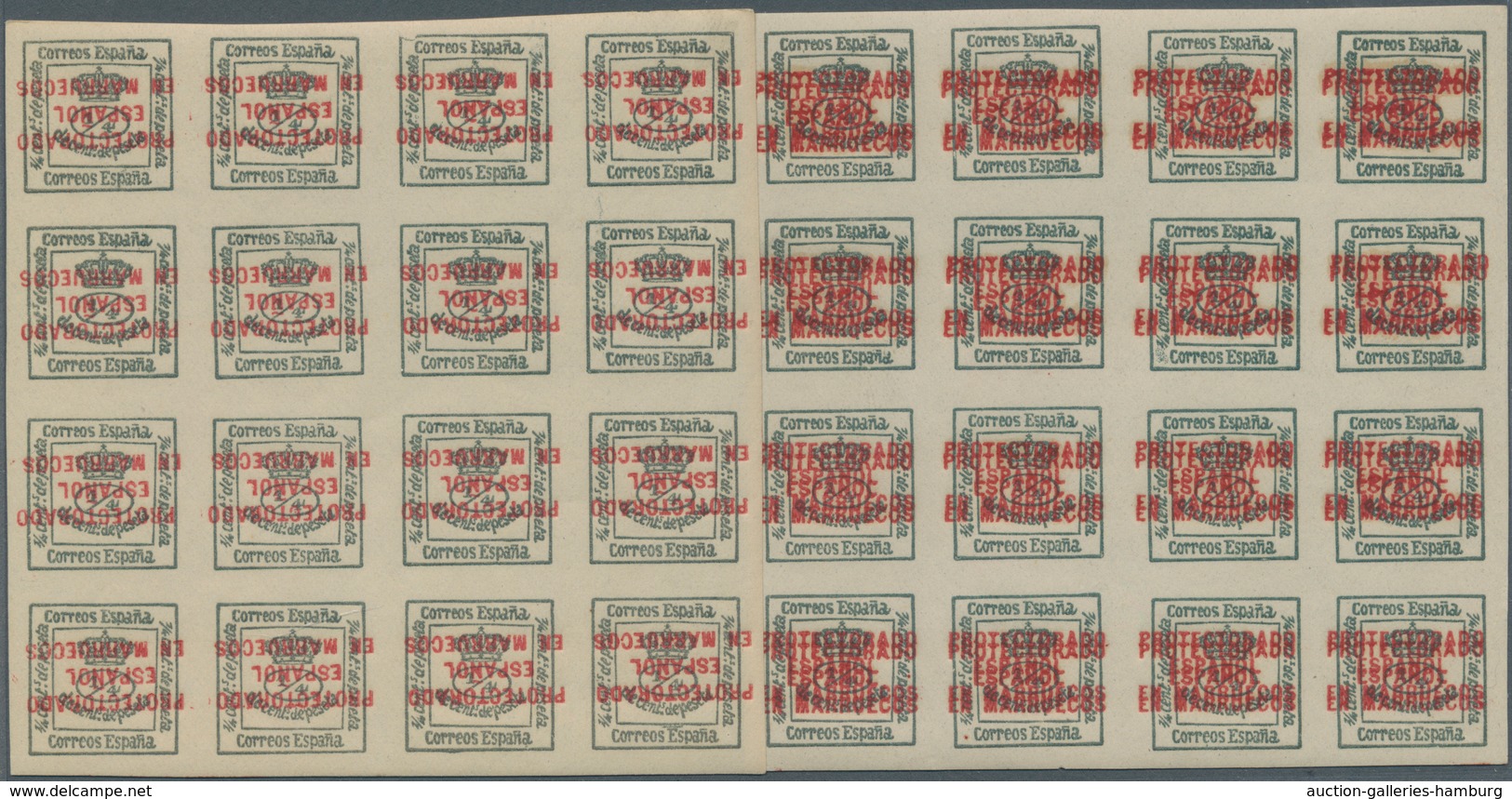 Spanisch-Marokko: 1915, Newspaper Stamp 4/4c. Green With INVERTED Red Overprint ‚PROTECTORADO / ESPA - Spanish Morocco