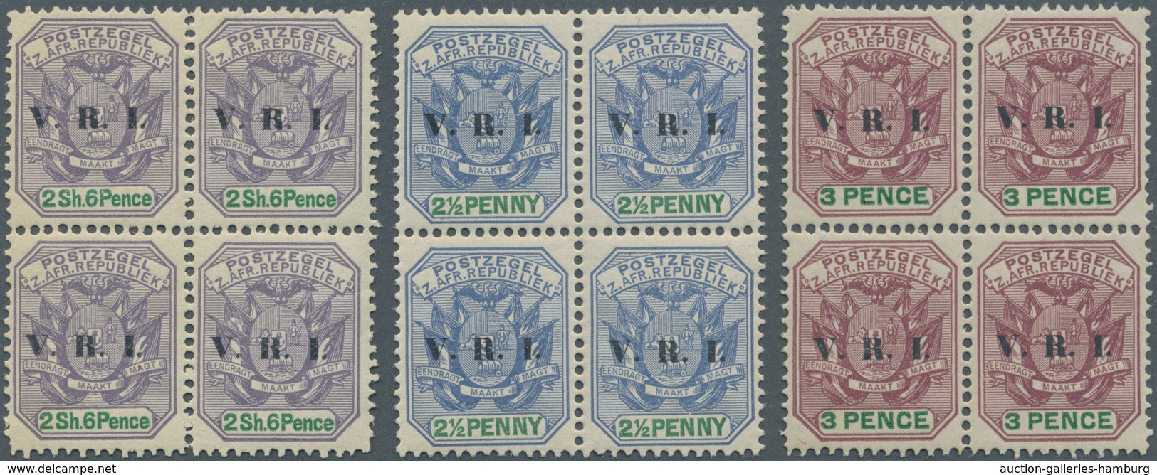 Transvaal: 1900/1901, Coat Of Arms With Overprints Incl. ‚V.R.I.‘ Part Set Of Nine ½d. To 2s.6d., ‚E - Transvaal (1870-1909)