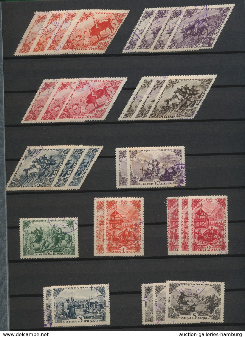 Tannu-Tuwa: 1926-1936, variety-rich duplicated lot Tannu Tuva of over 300 values in a stock book, in