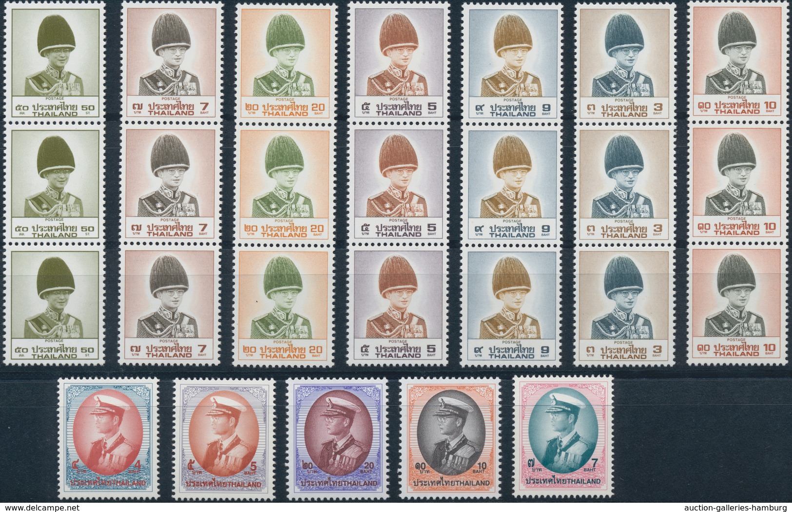 Thailand: 1988/1997, Small Stock Of King Bhumibol Definitves MNH: Michel No. 1279/1280,1319,1322, 13 - Thaïlande