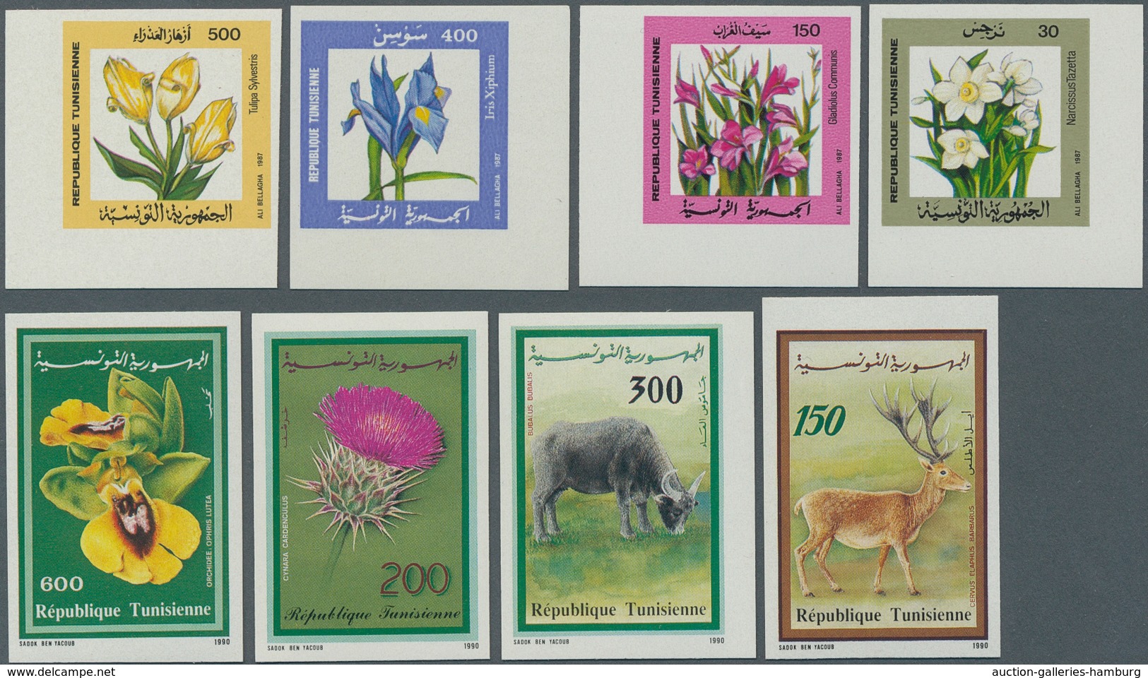 Tunesien: 1985/1991, Lot Of 9661 IMPERFORATE (instead Of Perforate) Stamps MNH, Showing Various Topi - Tunisia (1956-...)