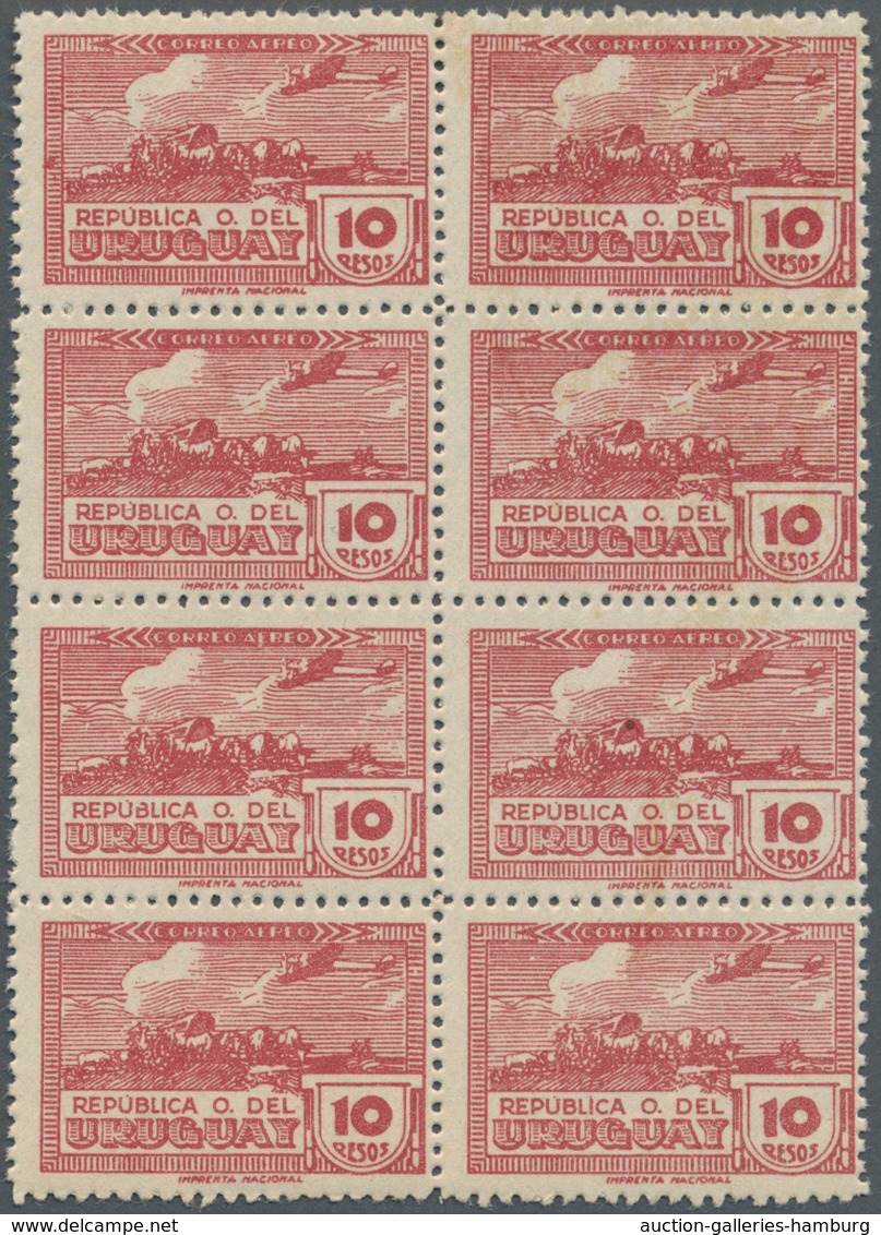 Uruguay: 1939/1944, Airmails ‚airplane Over Bullock Carriage‘ Complete Set Of 13 In A Lot With 30 Se - Uruguay