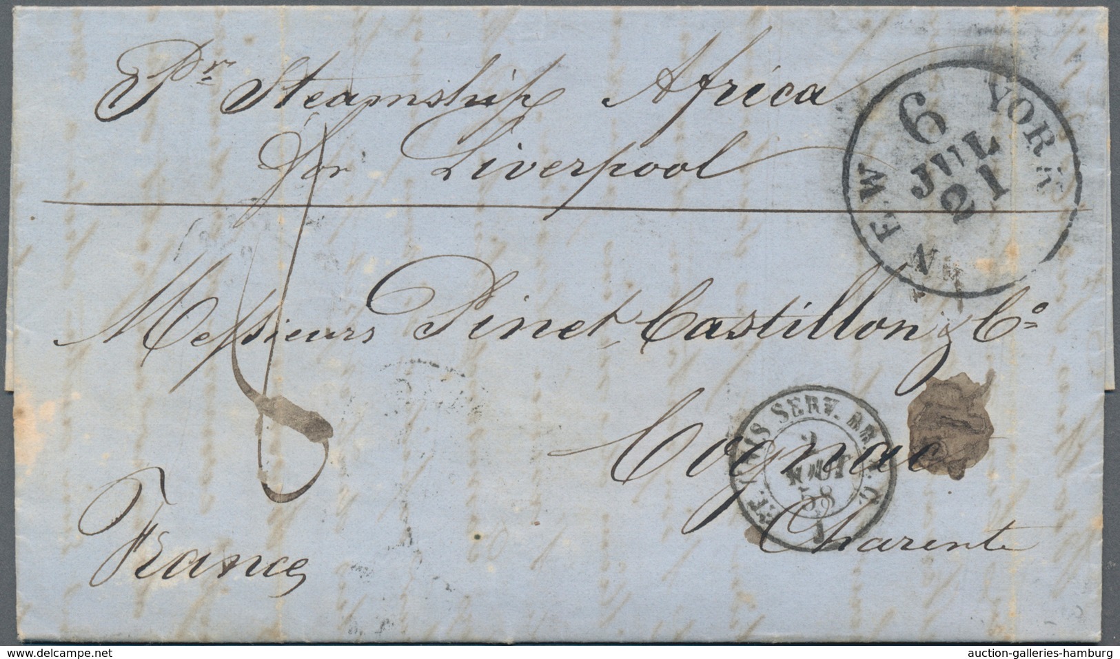 Vereinigte Staaten Von Amerika - Stampless Covers: 1853/1858, Nice Lot Of Eight Transatlantic Letter - …-1845 Prefilatelia
