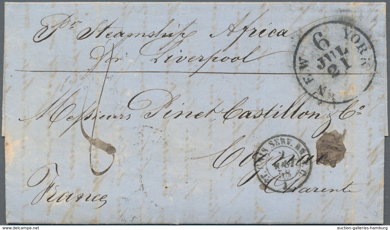 Vereinigte Staaten Von Amerika - Stampless Covers: 1853/1858, Nice Lot Of Eight Transatlantic Letter - …-1845 Vorphilatelie