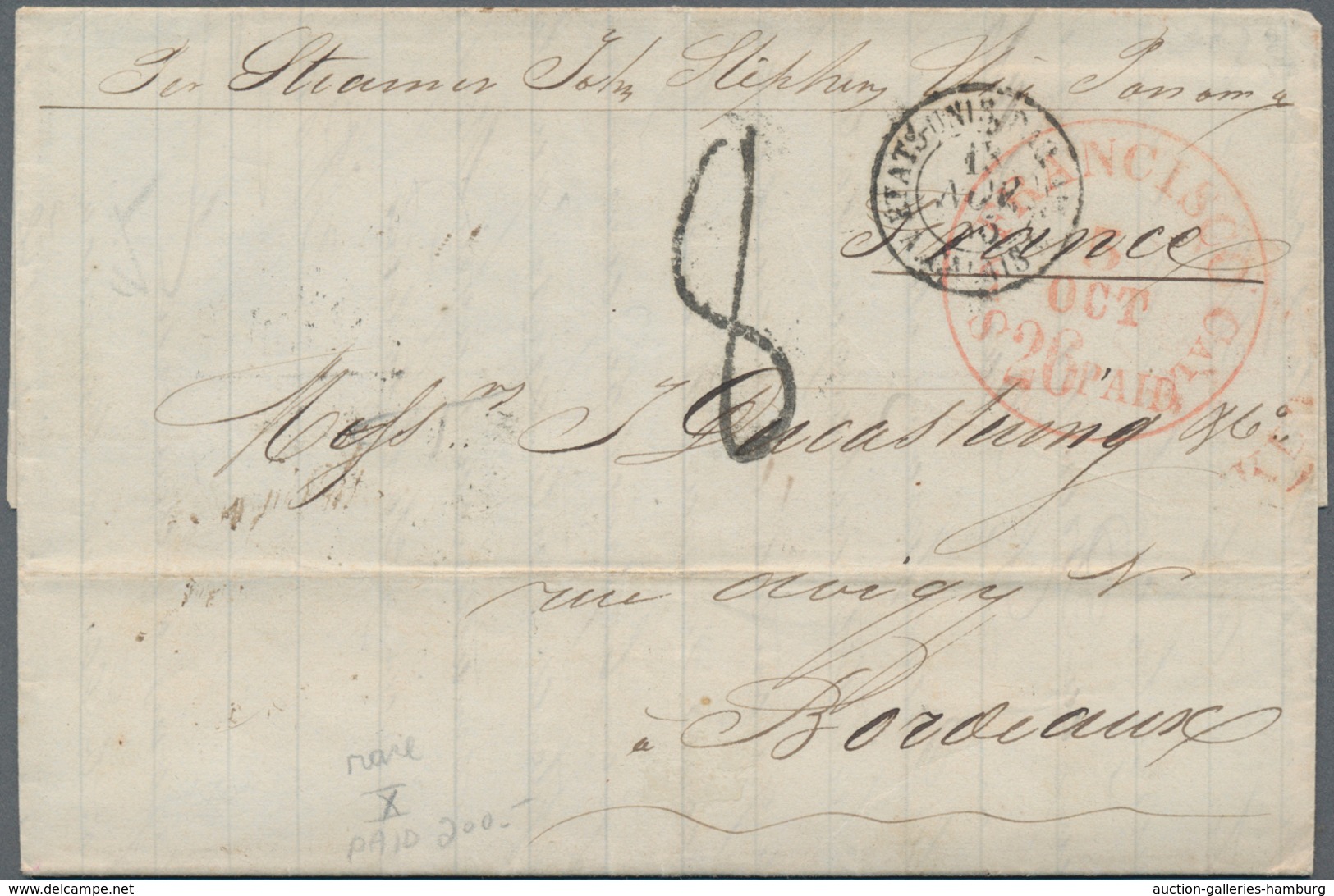 Vereinigte Staaten Von Amerika - Stampless Covers: 1853/1858, Nice Lot Of Eight Transatlantic Letter - …-1845 Vorphilatelie