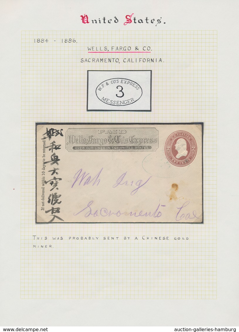 Vereinigte Staaten Von Amerika - Ganzsachen: 1864/1889, Collection Of 19 Used "WELLS FARGO" Envelope - Andere & Zonder Classificatie
