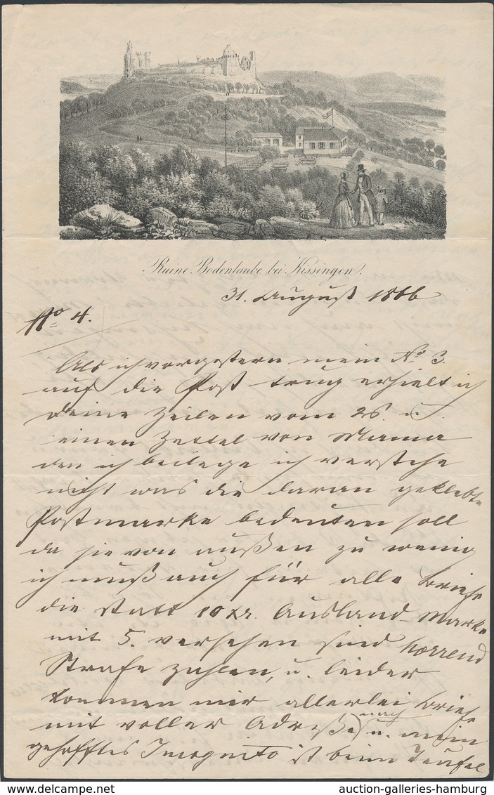 Heimat: Bayern: BAD KISSINGEN 1866, Partie Von Sieben Verschiedenen Beschriebenen Briefbögen Je Mit - Autres & Non Classés