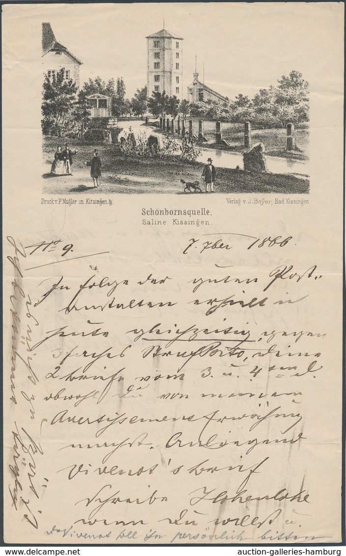 Heimat: Bayern: BAD KISSINGEN 1866, Partie von sieben verschiedenen beschriebenen Briefbögen je mit