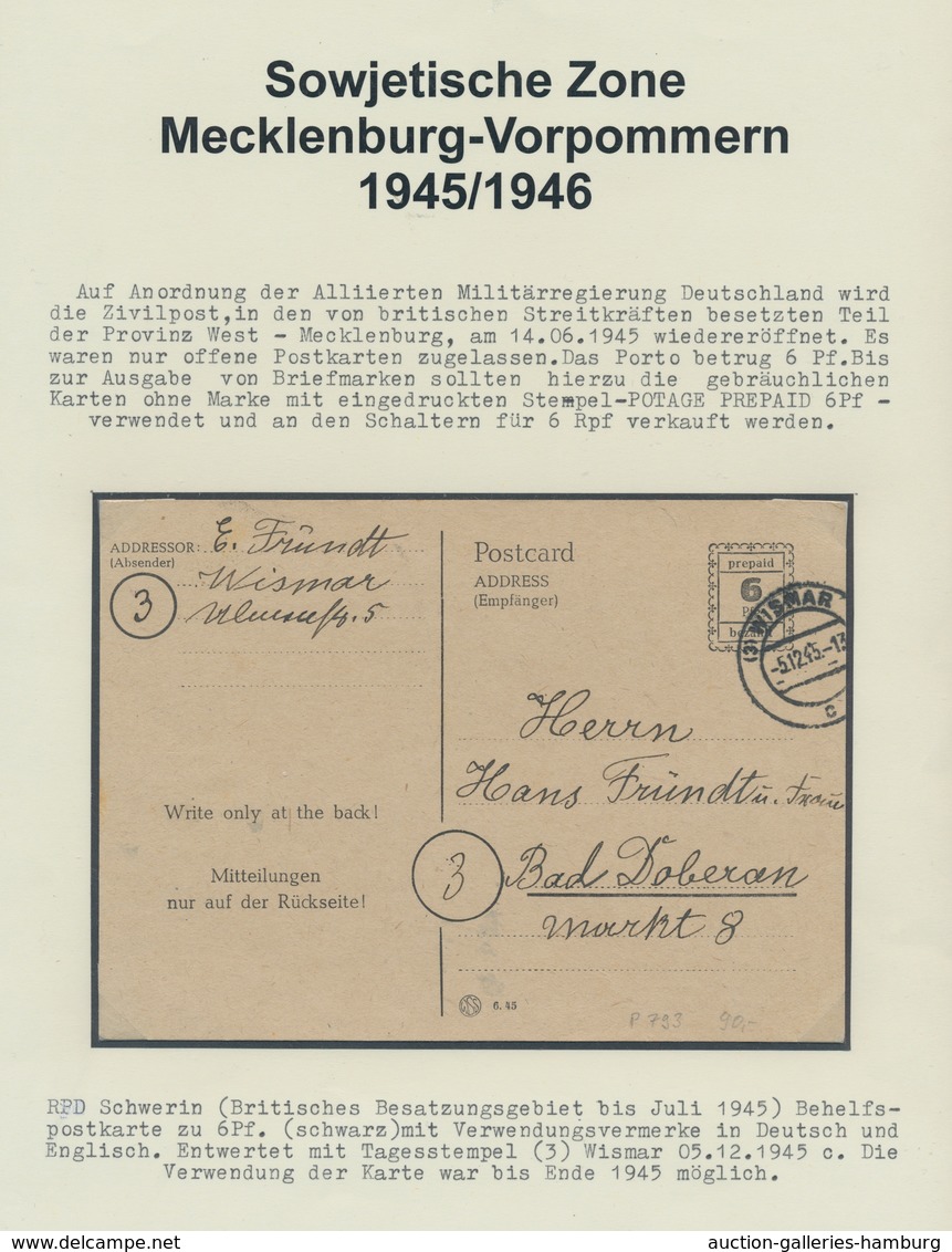 Heimat: Mecklenburg-Vorpommern: WISMAR: 1868-1986, Ausstellungssammlung mit über 120 Briefen, Karten