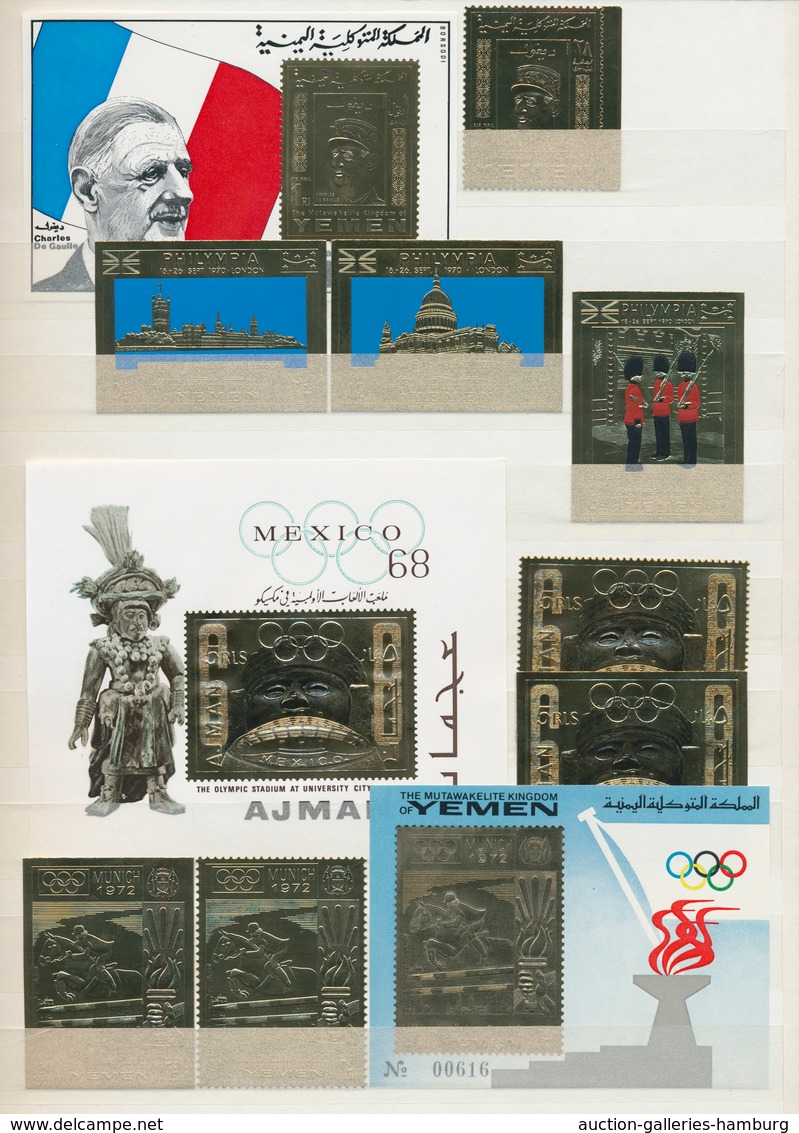 Thematische Philatelie: 1960's/70's GOLD & SILVER STAMPS: Collection Of More Than 40 Souvenir Sheets - Unclassified