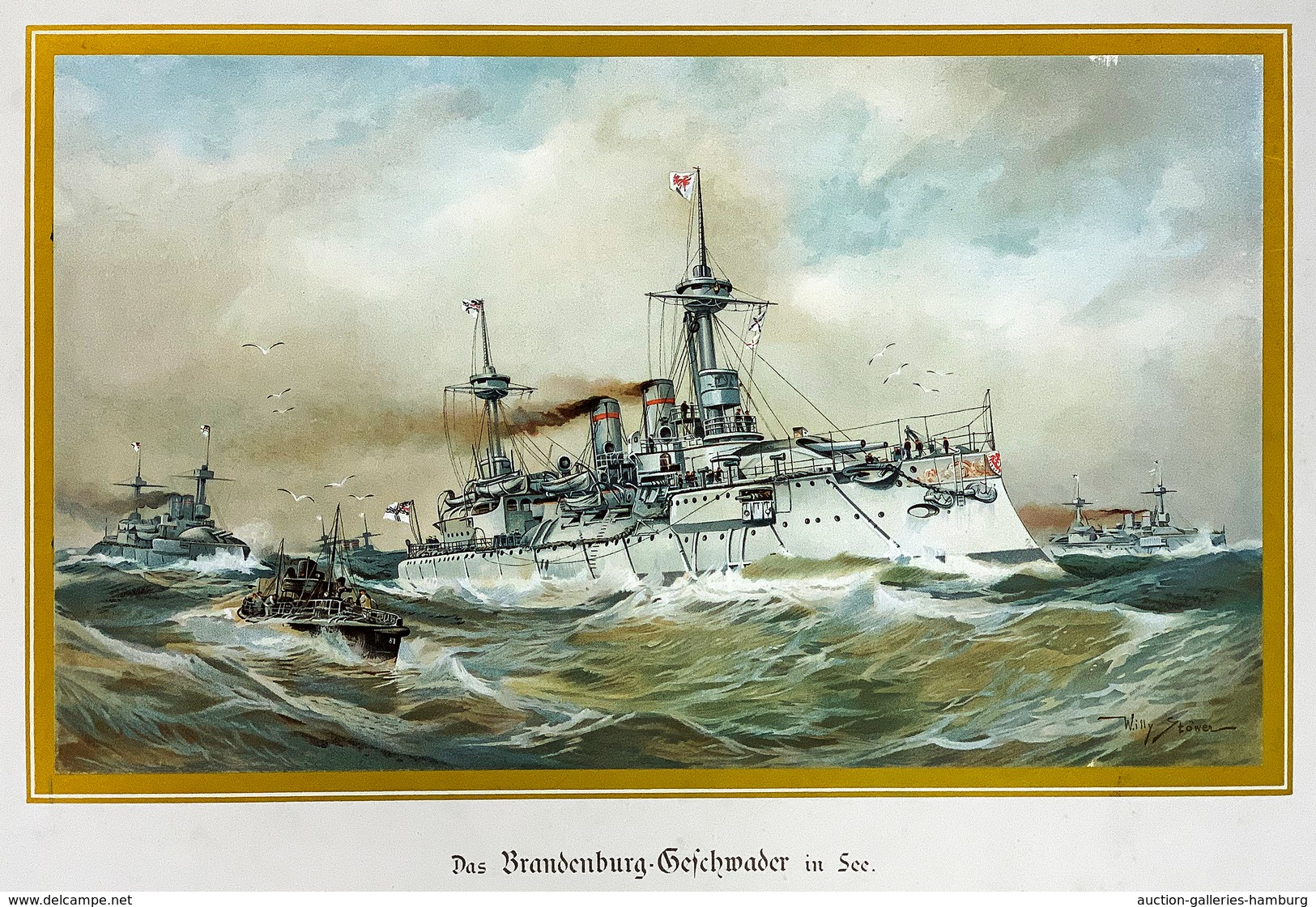 Thematik: Schiffe-U-Boote / Ships-submarines: 1900 (ca.), "DEUTSCHLAND ZUR SEE", Großformatiger Bild - Ships