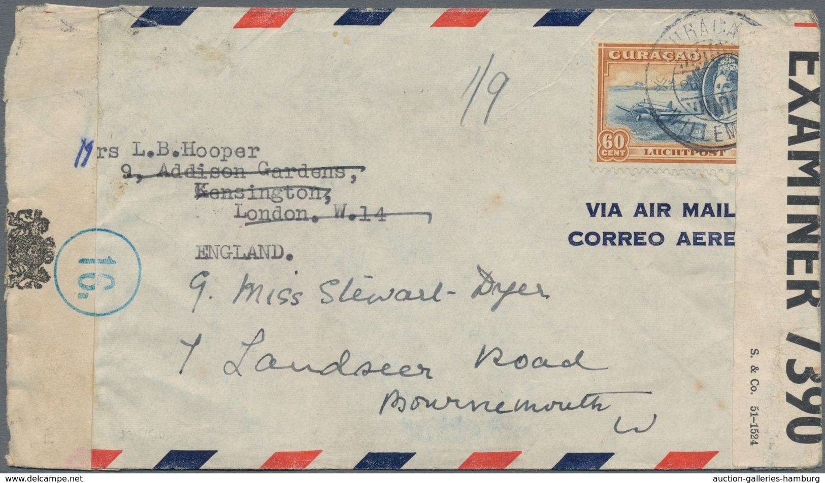 Flugpost Alle Welt: 1940/1945, Lot With Ca.50 WWII Airmail Covers, Comprising Latin America, Europea - Otros & Sin Clasificación