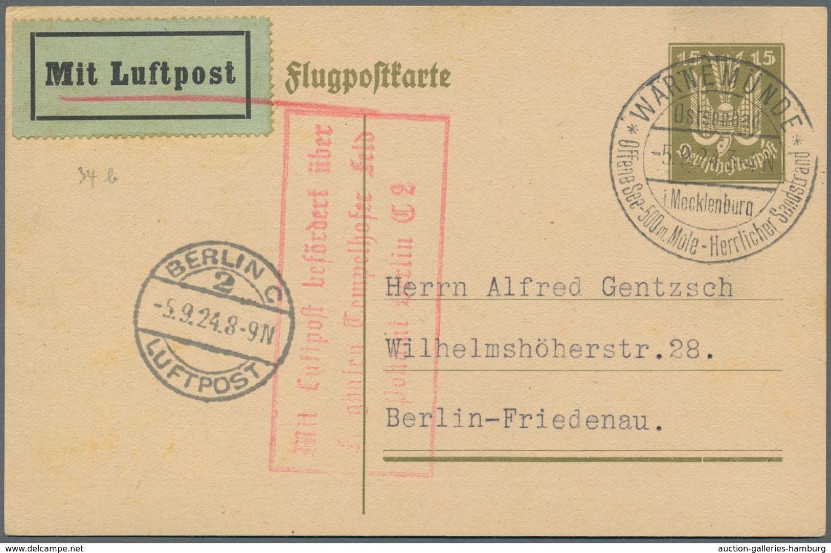 Flugpost Europa: 1924-1934, Kleine Partie Von 8 Belegen Mit Deutschen Luftpostbestätigungsstempeln, - Europe (Other)