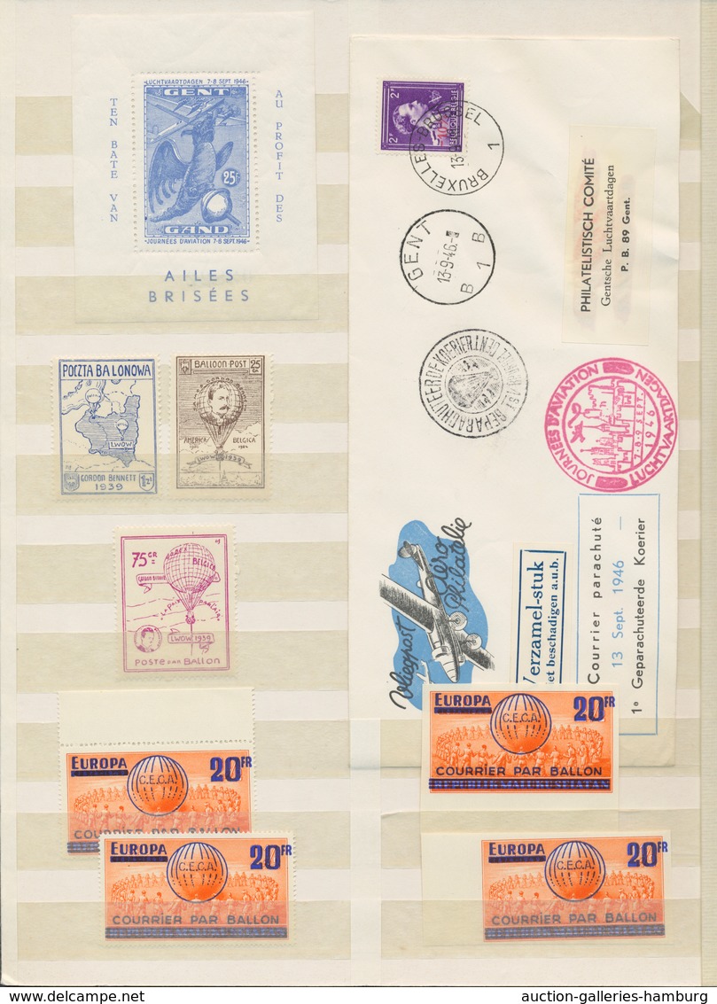 Ballonpost: 1937/1951, Belgium Ballon Stamps, A Neat Collection Incl. 1937 And 1939 Gordon Bennet, 1 - Airships