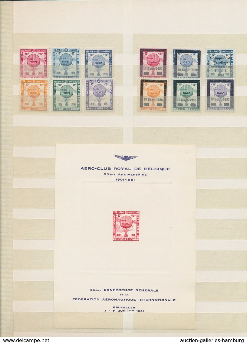 Ballonpost: 1937/1951, Belgium Ballon Stamps, A Neat Collection Incl. 1937 And 1939 Gordon Bennet, 1 - Airships