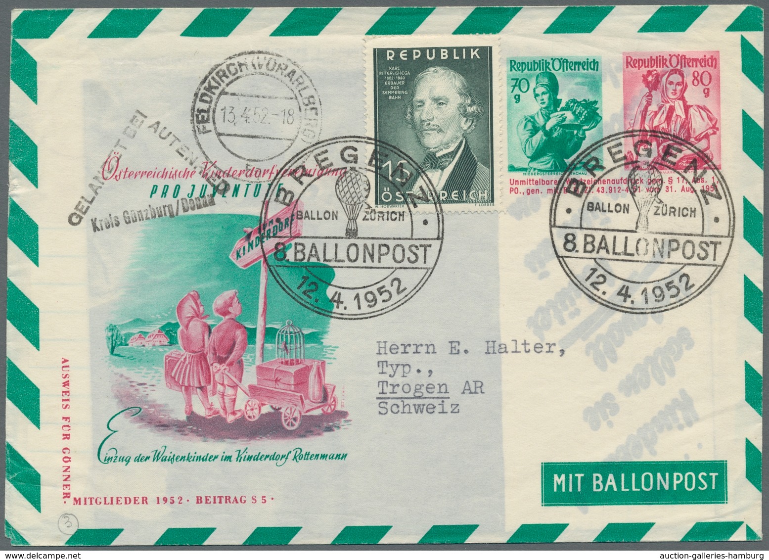 Ballonpost: 1949-1961, Partie Von 8 Ballonpostbelegen, Darunter Einer Vom Saarland, Drei Von Der Biz - Montgolfier
