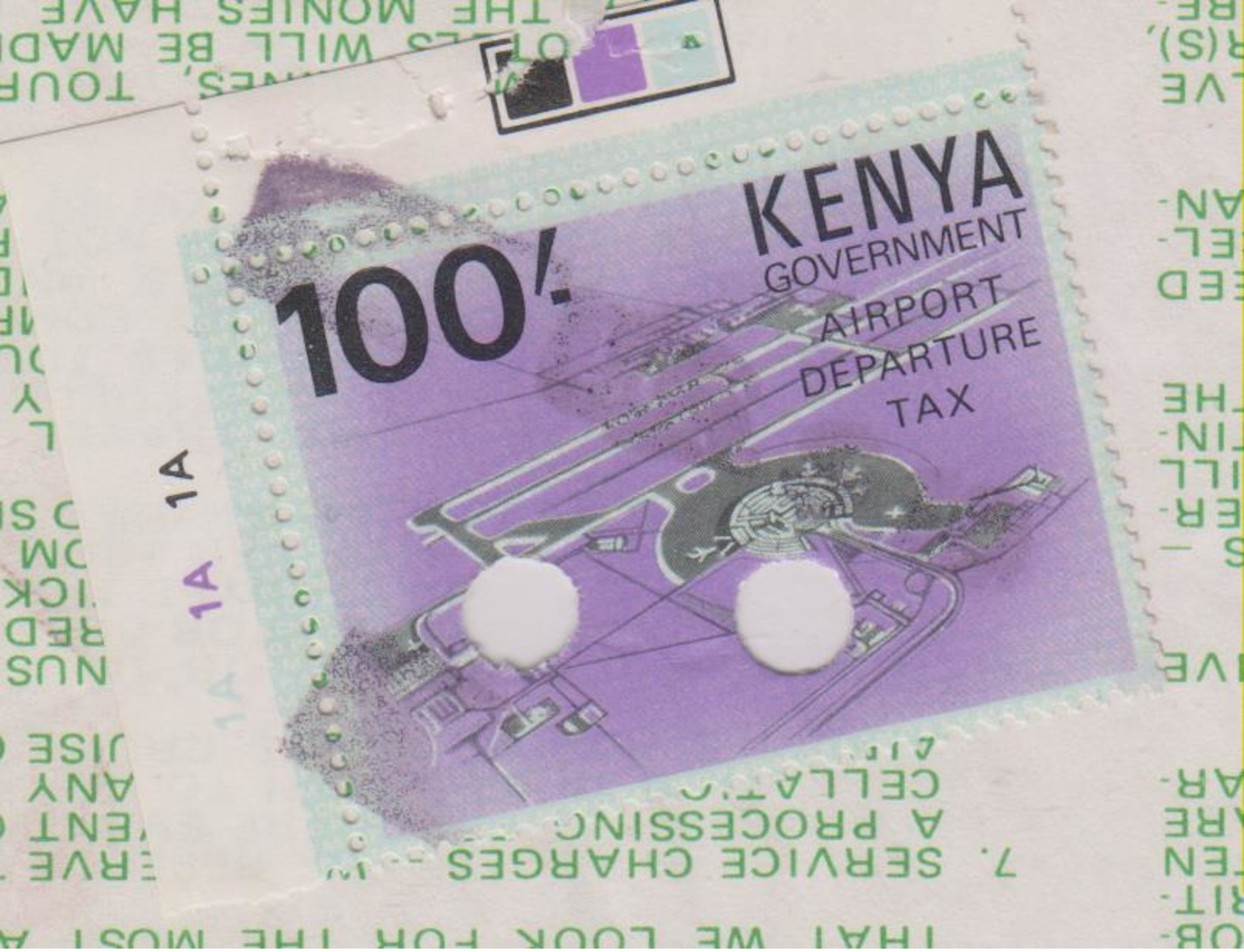 Boarding Pass Kenya Mit Steuer Marke / Aerport Departure Tax - Sonstige & Ohne Zuordnung