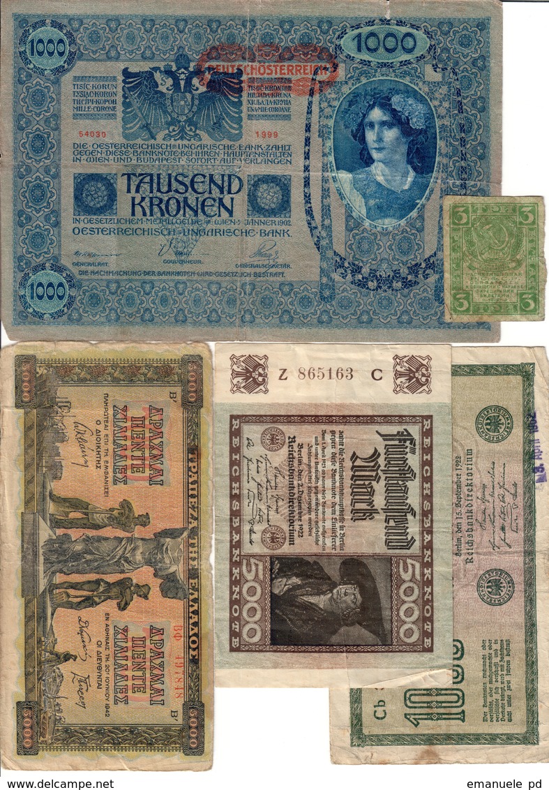 Europe Lot 5 Old Banknotes *V* - Colecciones