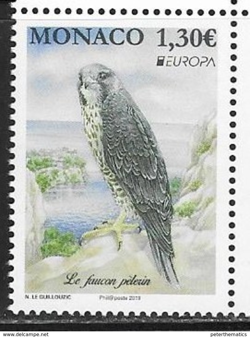 MONACO, 2019, MNH, EUROPA, BIRDS, BIRDS OF PREY, FALCONS,1v - 2019