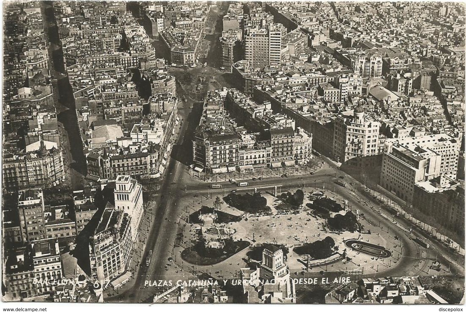 W4216 Barcelona - Plazas Cataluna Desde El Aire - Vista Aerea Aerial View Vue Aerienne Panorama Aereo / Viaggiata 1956 - Barcelona