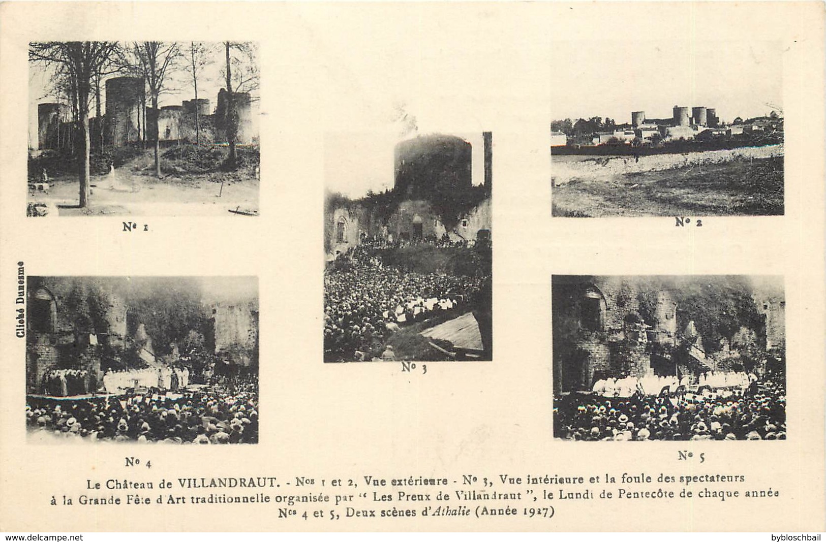 CPA 33 Gironde Chateau De Villandraut Signée Du Curé 28 Mai 1928 Lundi De Pentecôté Multivues Programme - Altri & Non Classificati