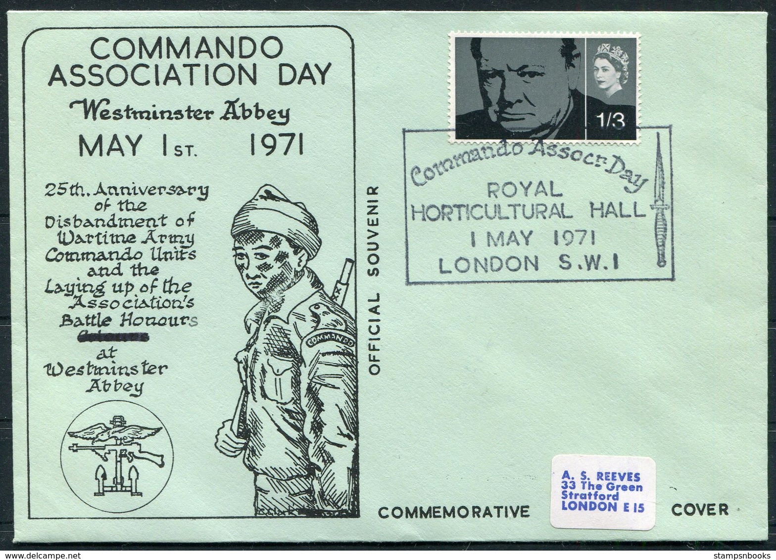 1971 GB Commando Association Day, Westminster Abbey Cover. British Army, Winston Churchill - Covers & Documents