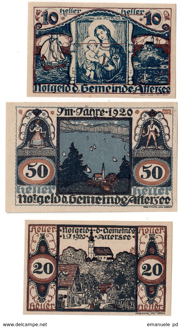 Austria Notgeld Lot / Set - ATTERSEE X 3 - Austria