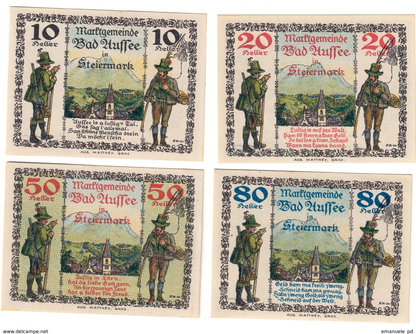 Austria Notgeld Lot / Set - BADAUSSE IN STEIERMARK X 4 - Austria